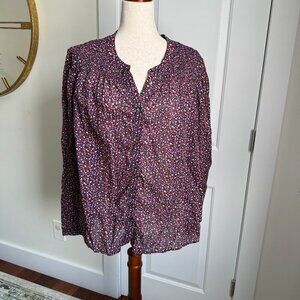 GAP Dark Floral Button Down Long Sleeve Top Size XL
